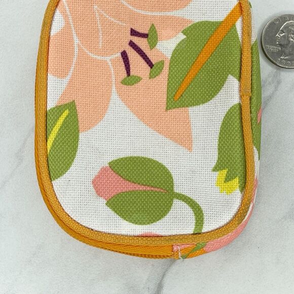 Clinique Small Floral Pouch Makeup Cosmetic Bag Keychain Keyring - Picture 9 of 11